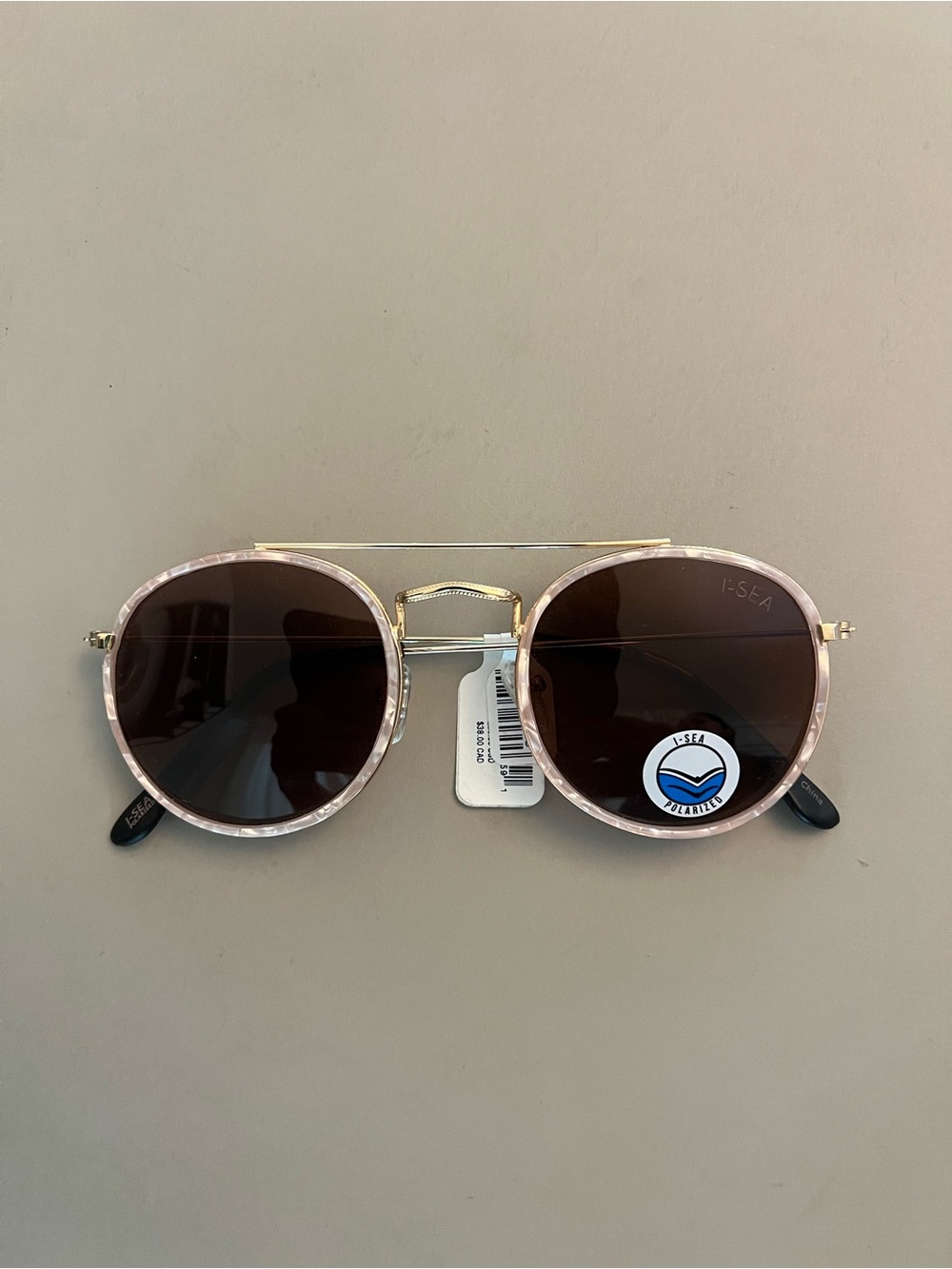 I-SEA Pink Round Frame Sunglasses with Brown Lenses